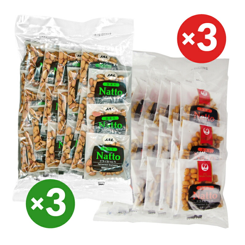 【マラソン限定クーポン配布中】《送料無料》JAL ドライなっとう 一味唐がらし味 10g×20包（200g） ＋ 梅風味 10g×20包（200g） 各3袋 【 まとめ買い 】