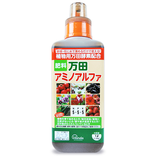 【楽天市場】【マラソン期間限定!!最大2000円OFFクーポン配布中!!】《送料無料》万田酵素 肥料 万田アミノアルファ 1L (1.2kg) ×  2本 : にっぽん津々浦々