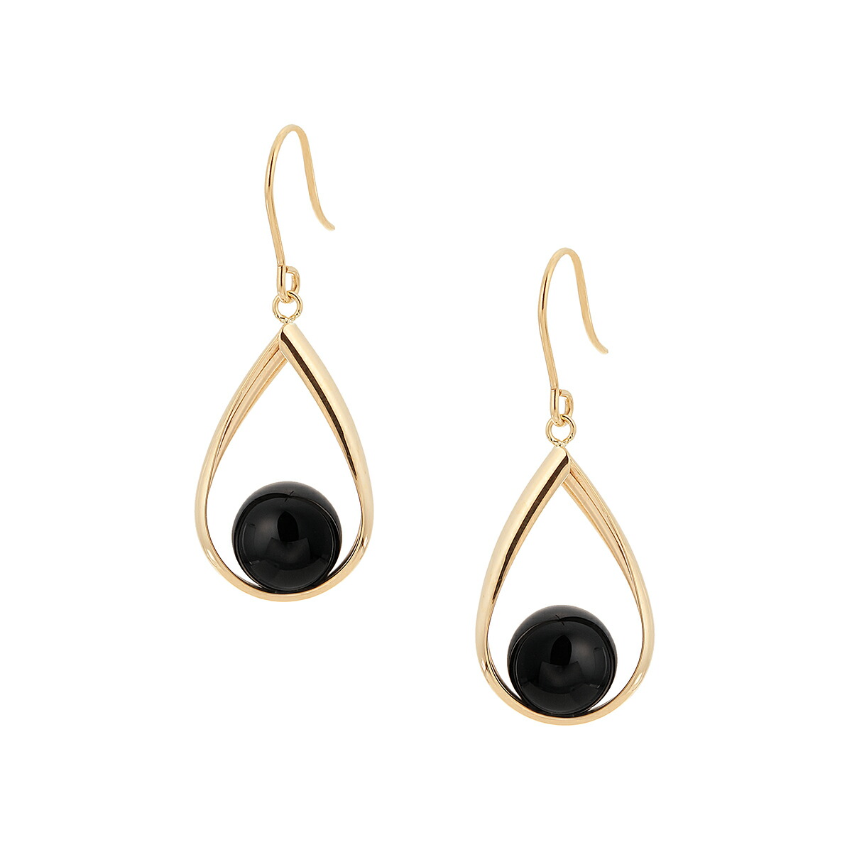 楽天市場】K18イエローゴールドブラックカルセドニーピアス