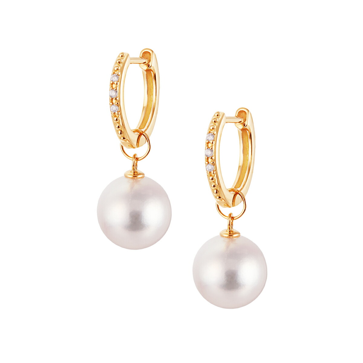 楽天市場】K18イエローゴールドアコヤ真珠ピアス（6.5mm