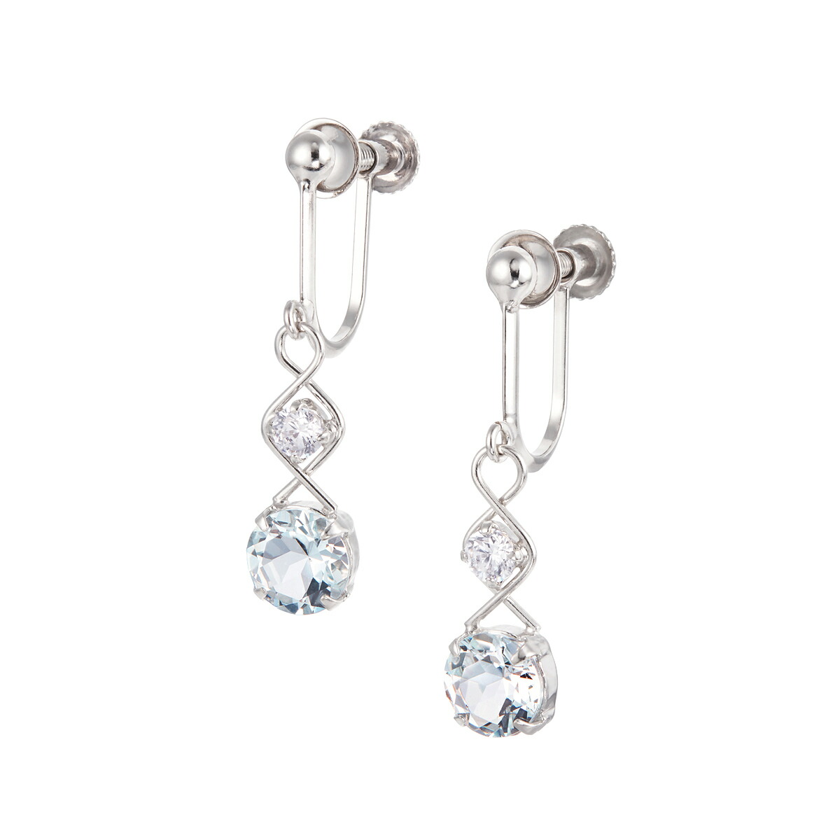 楽天市場】ｱｸｱﾏﾘﾝｲﾔﾘﾝｸﾞ(一粒/ﾗｳﾝﾄﾞｶｯﾄ/K18ﾎﾜｲﾄｺﾞｰﾙﾄﾞ/SV金具/3月