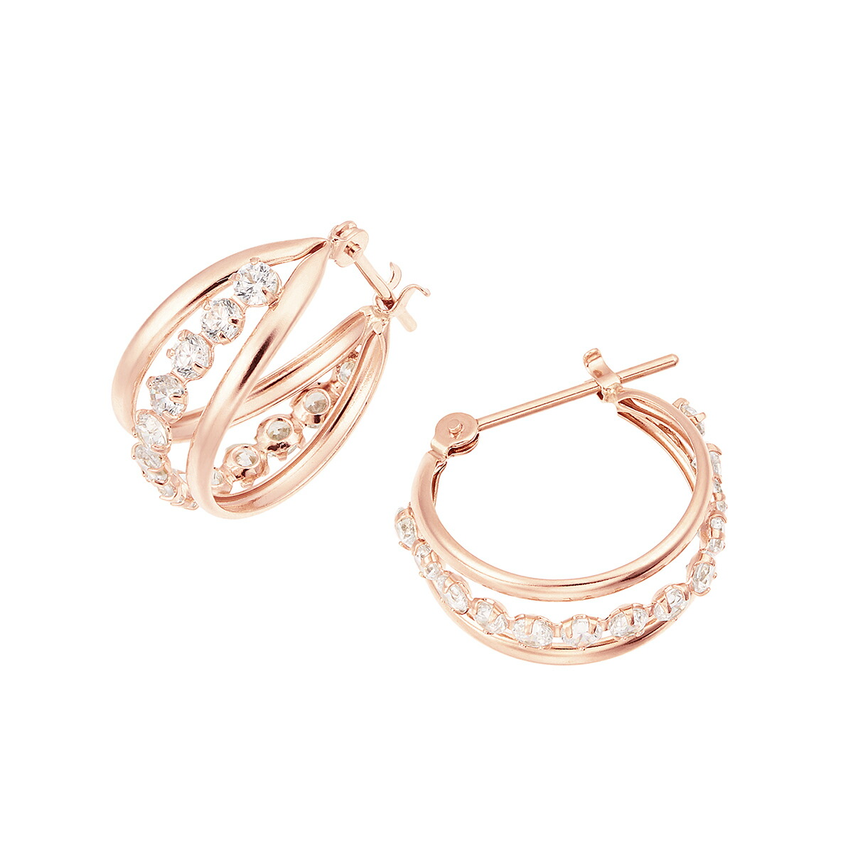 ツツミ　K10ピンクサファイア　ピアス K10ホワイトゴールドピンクサファイアピアス(RPE226-003