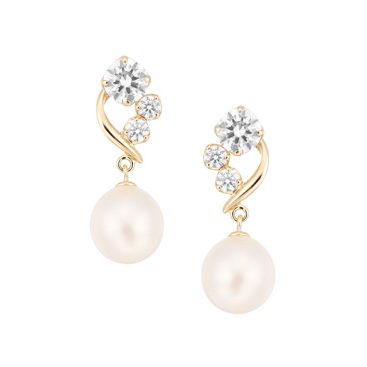 K10イエローゴールド　パール　ピアス K10イエローゴールド淡水パールピアス（5mm）(RPE813-003