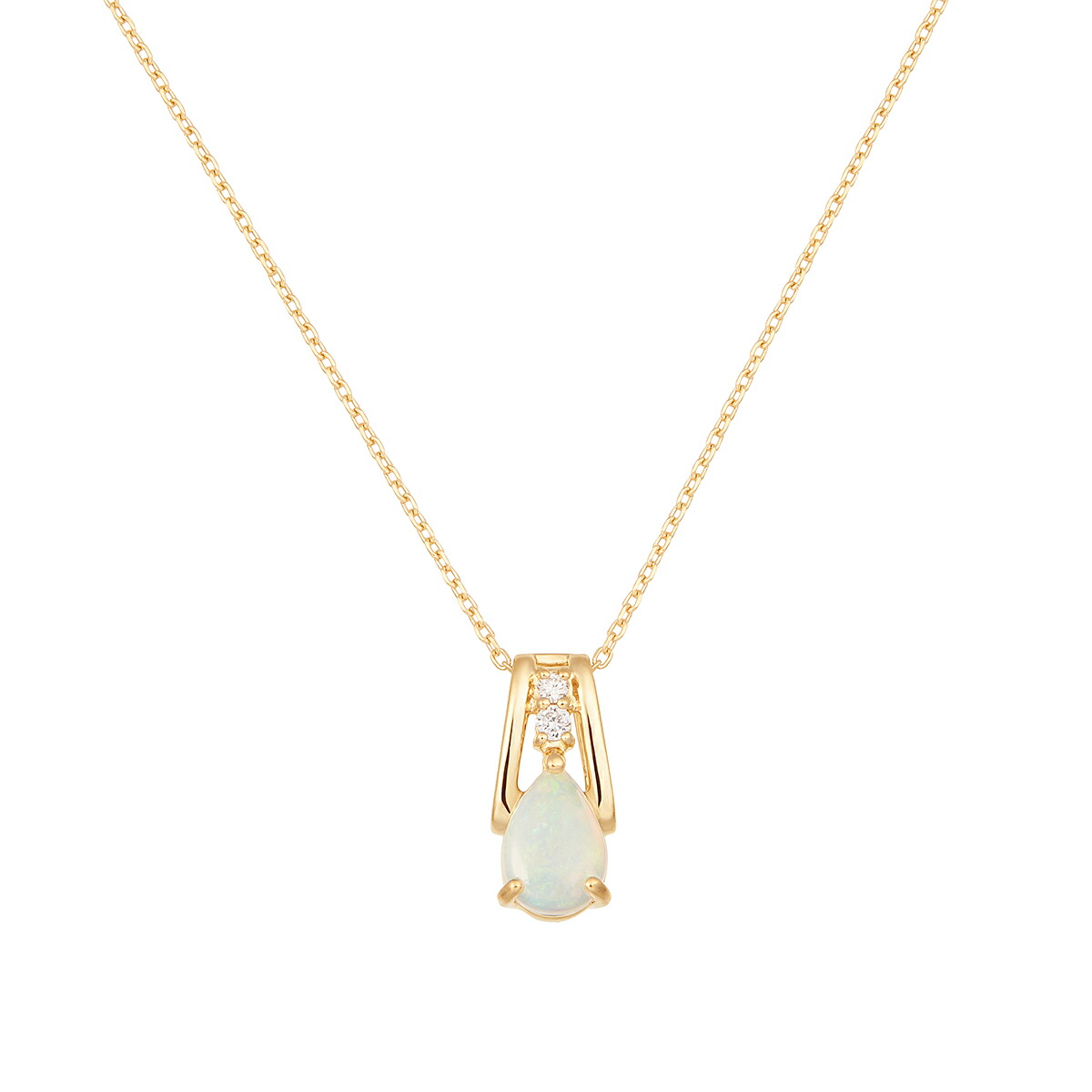 綺麗な合成オパールホワイトゴールドネックレスK10WG ソーティング　45cm 綺麗な合成オパールホワイトゴールドネックレスK10WG ソーティング