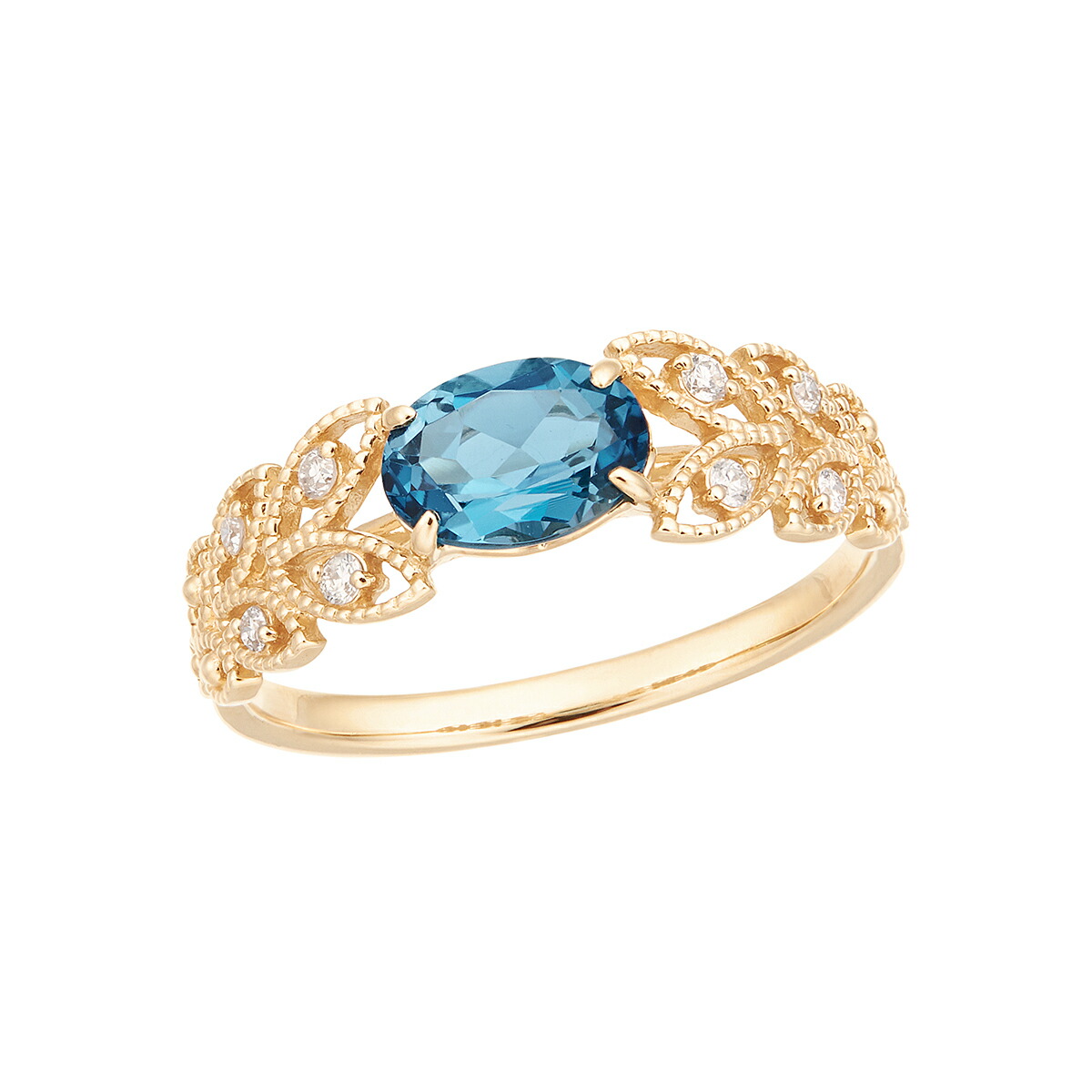 楽天市場】K10ホワイトゴールドロンドンブルートパーズリング