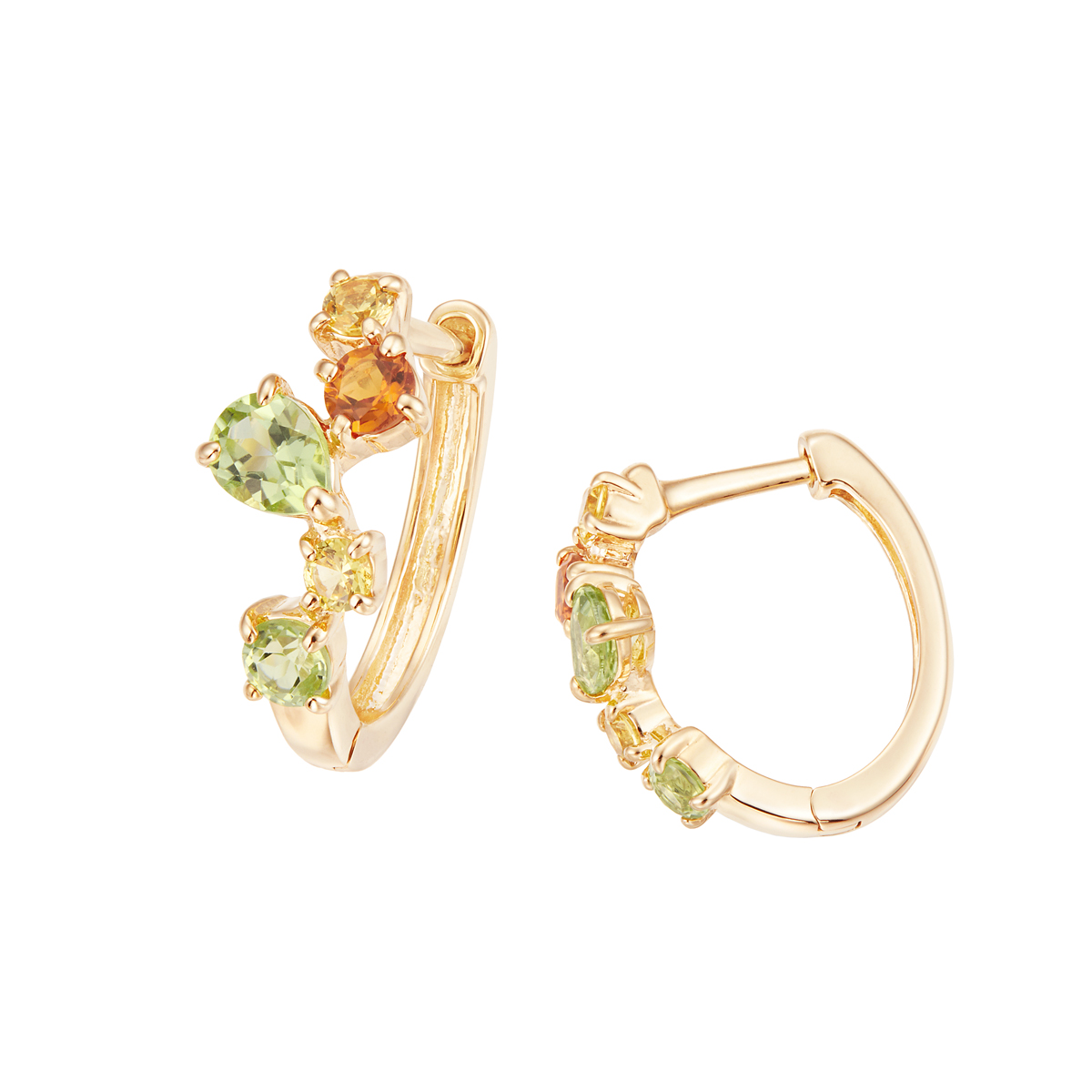 K10イエローゴールドマルチストーンピアスUSED ジュエリーツツミ K10イエローゴールドマルチストーンピアス