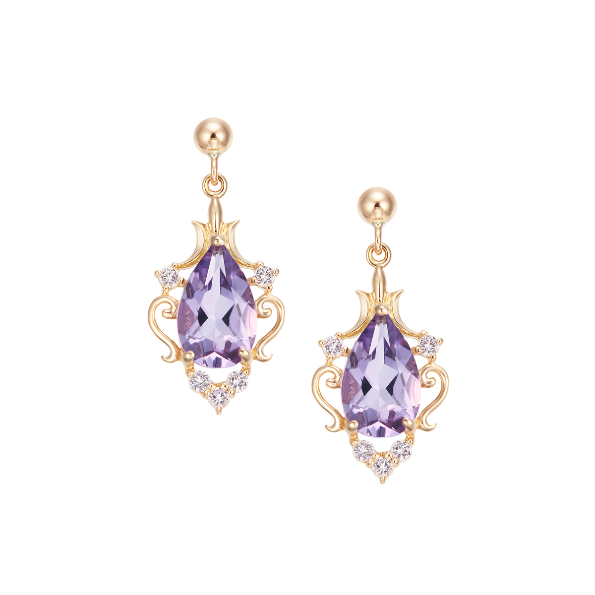 楽天市場】【SALE】 K10ピンクゴールドピンクサファイアピアス