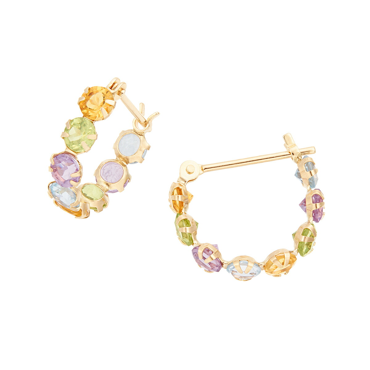 24k ピアス　ゴールド　ダイヤ　ジュエリー　ストーンピアス　アクセサリー　両耳 K10ピンクゴールドマルチストーンピアス(RPE014-002)|TSUTSUMI