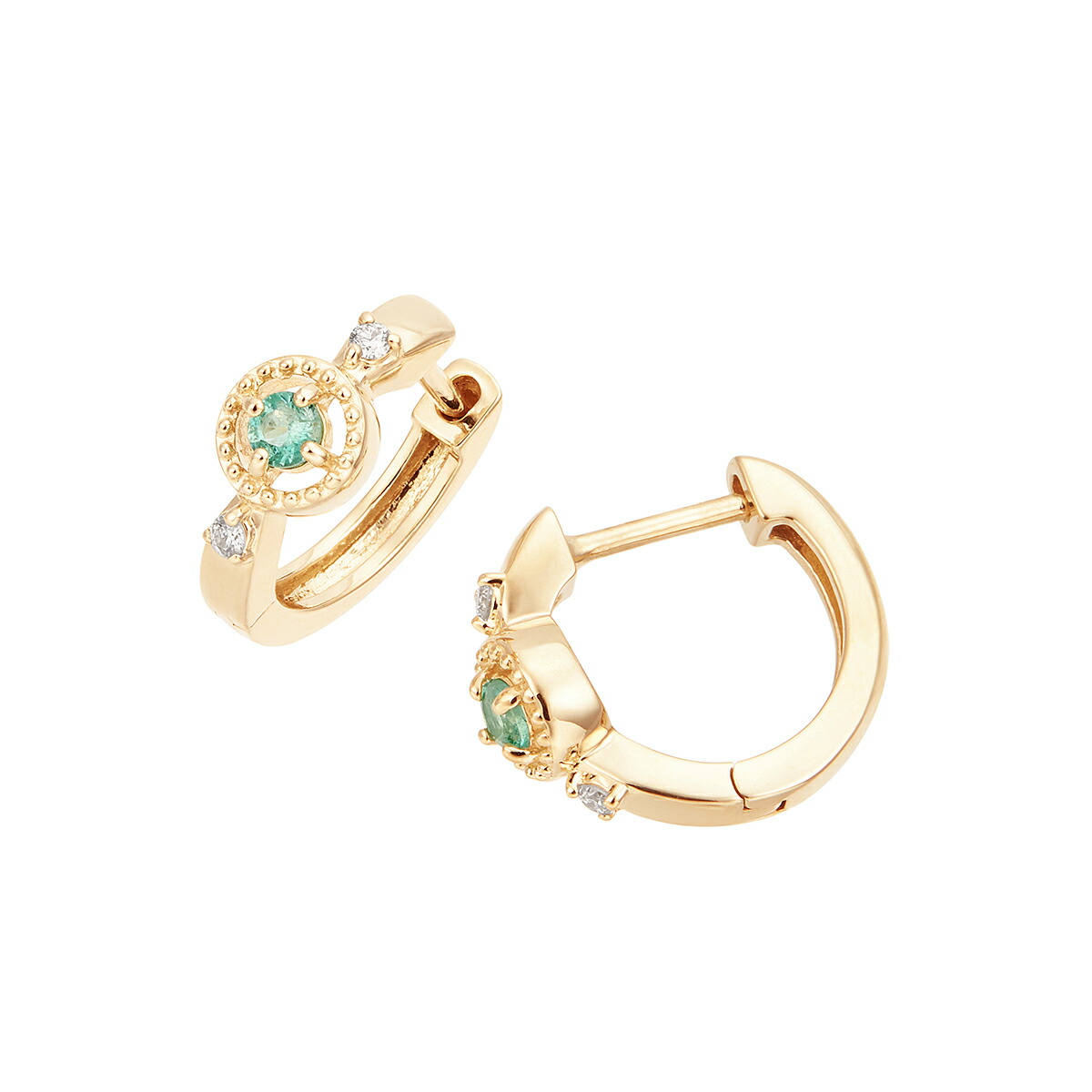 p493a【ラグジュアリー✧】エメラルドリングピアス　K18コート　大人　高品質 p493a【ラグジュアリー✧】エメラルドリングピアス K18コート