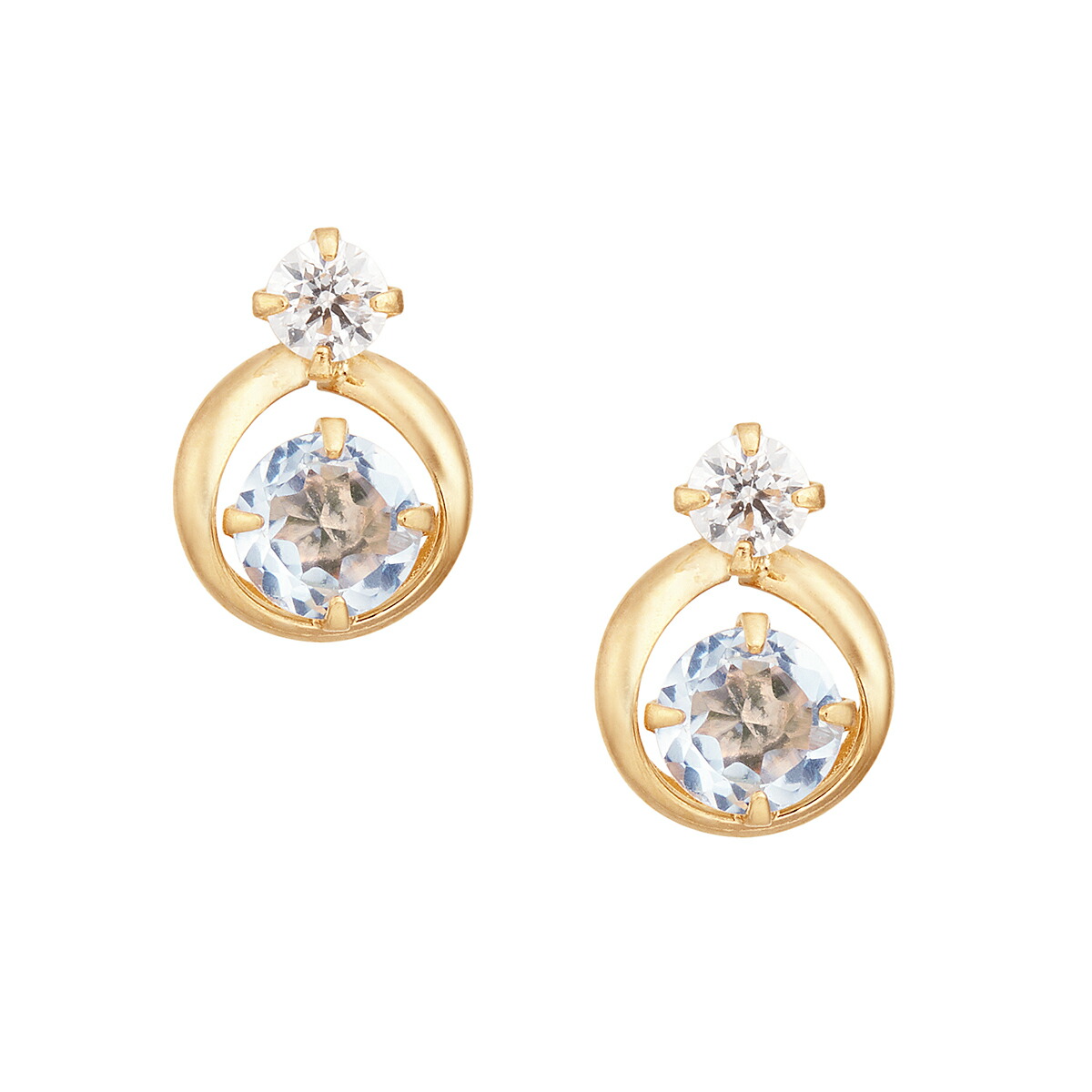 K18イエローゴールドアクアマリンピアス｜ジュエリーツツミ 9,800円