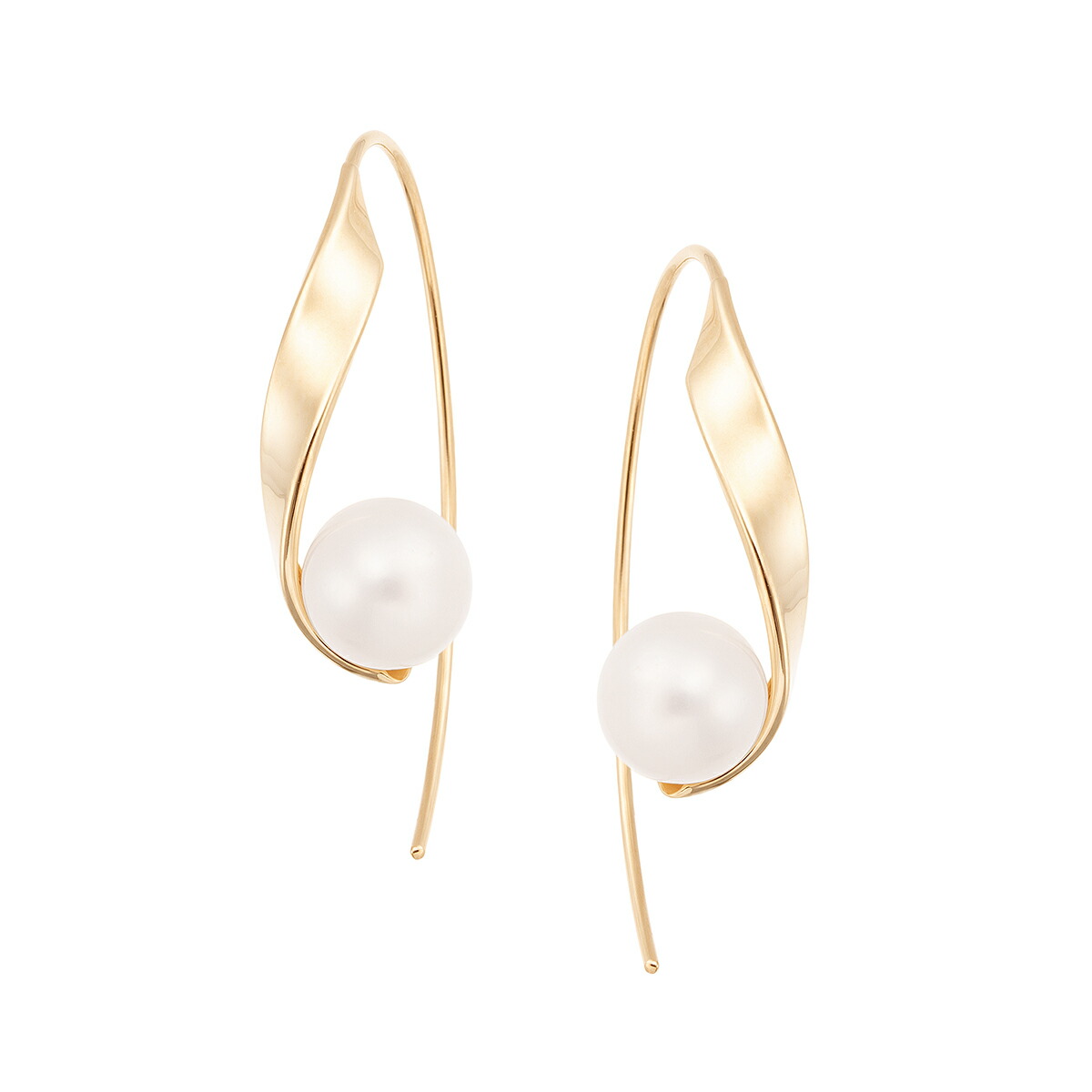 楽天市場】K10イエローゴールド淡水パールピアス（7.5mm