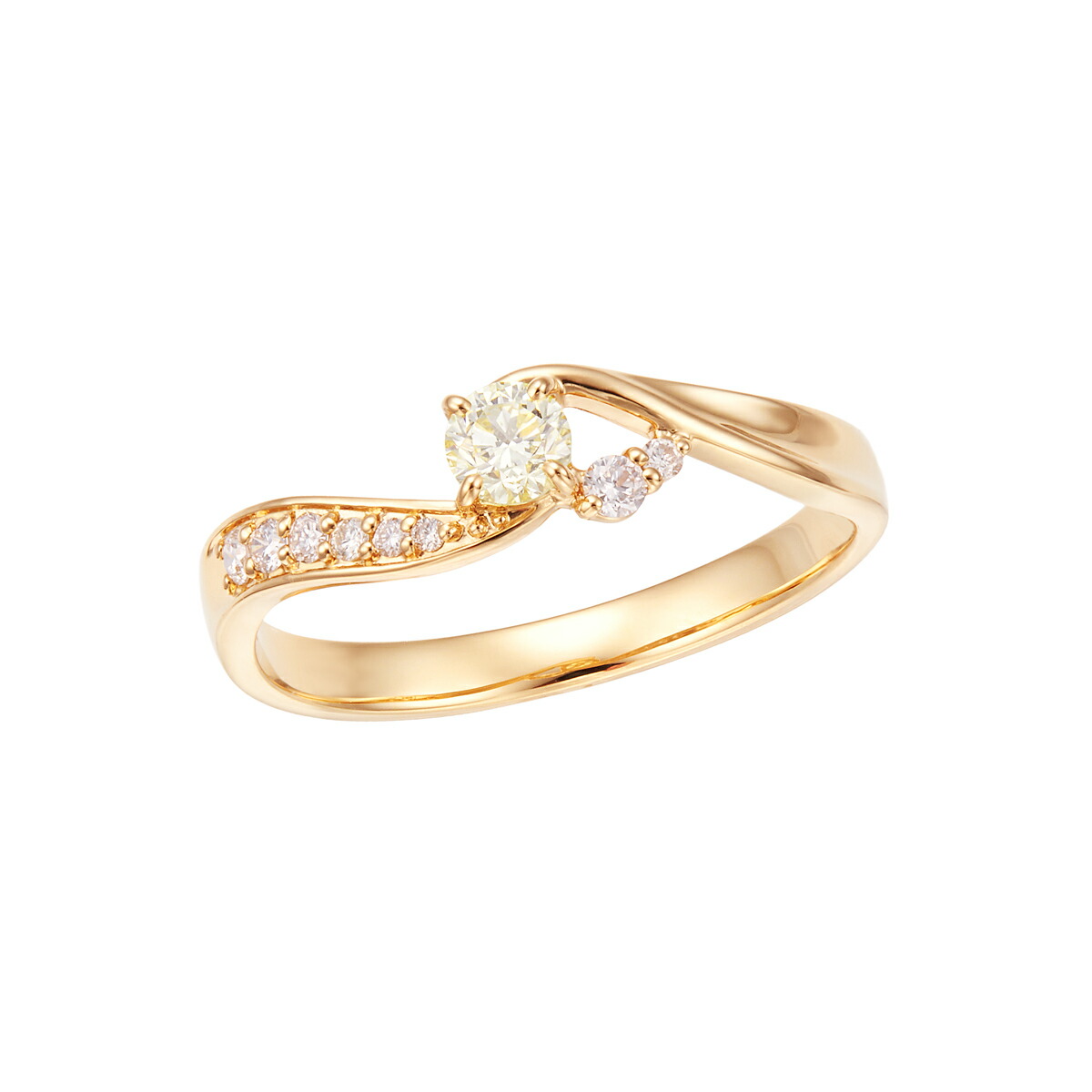 楽天市場】K18イエローゴールド鑑定書付ダイヤモンドリング（0.14