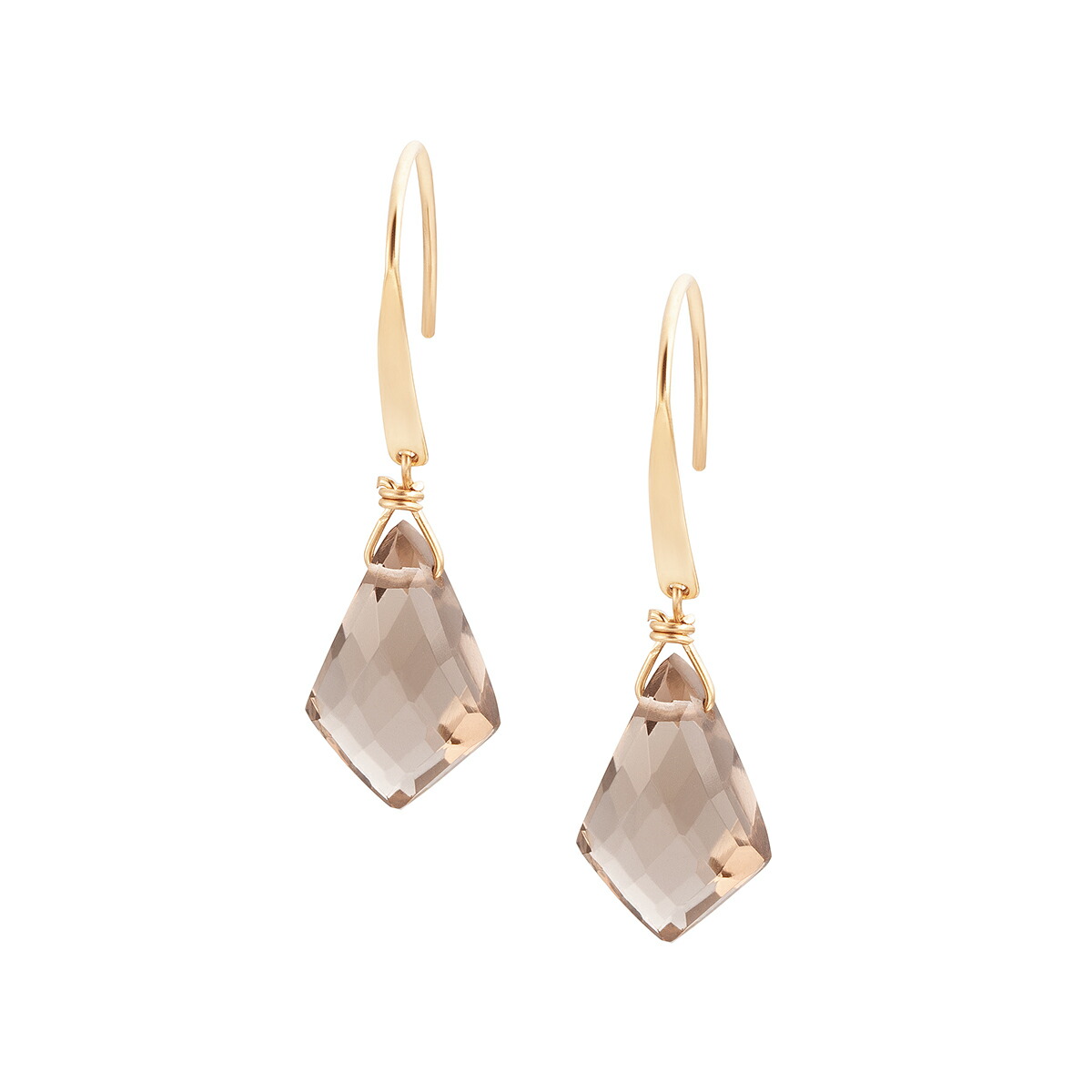 楽天市場】K10イエローゴールドスモーキークォーツピアス : ジュエリー