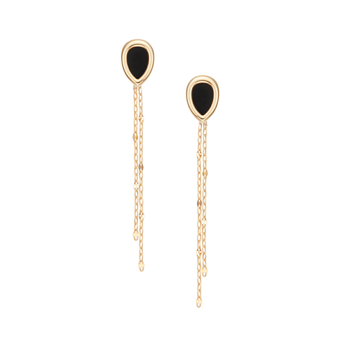 楽天市場】K18イエローゴールドブラックカルセドニーピアス