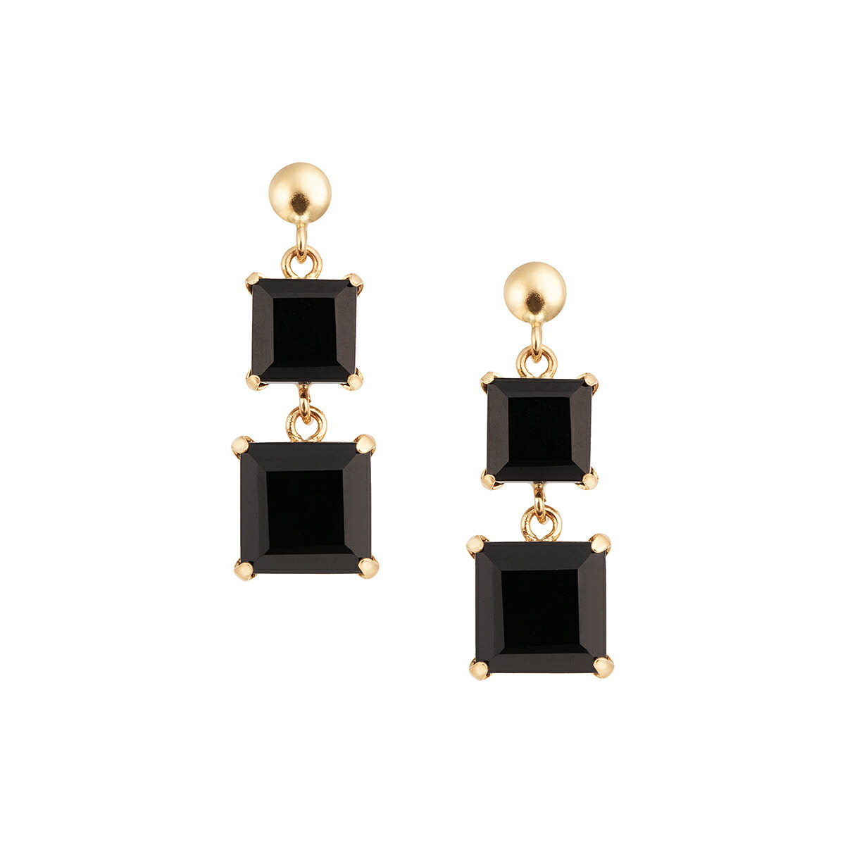 楽天市場】K10イエローゴールドブラックカルセドニーピアス