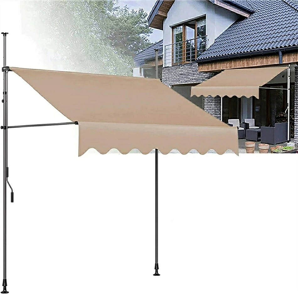 オーニングテント 幅250/300cm オーニング・シェード 日よけ 2.15M-3.1M高さの調節が可能 巻き取り式 サンシェード オーニング ひさし 紫外線 目隠し 目かくし 遮光 クールサマーオーニング 角度 簡単設置 アーム伸縮タイ