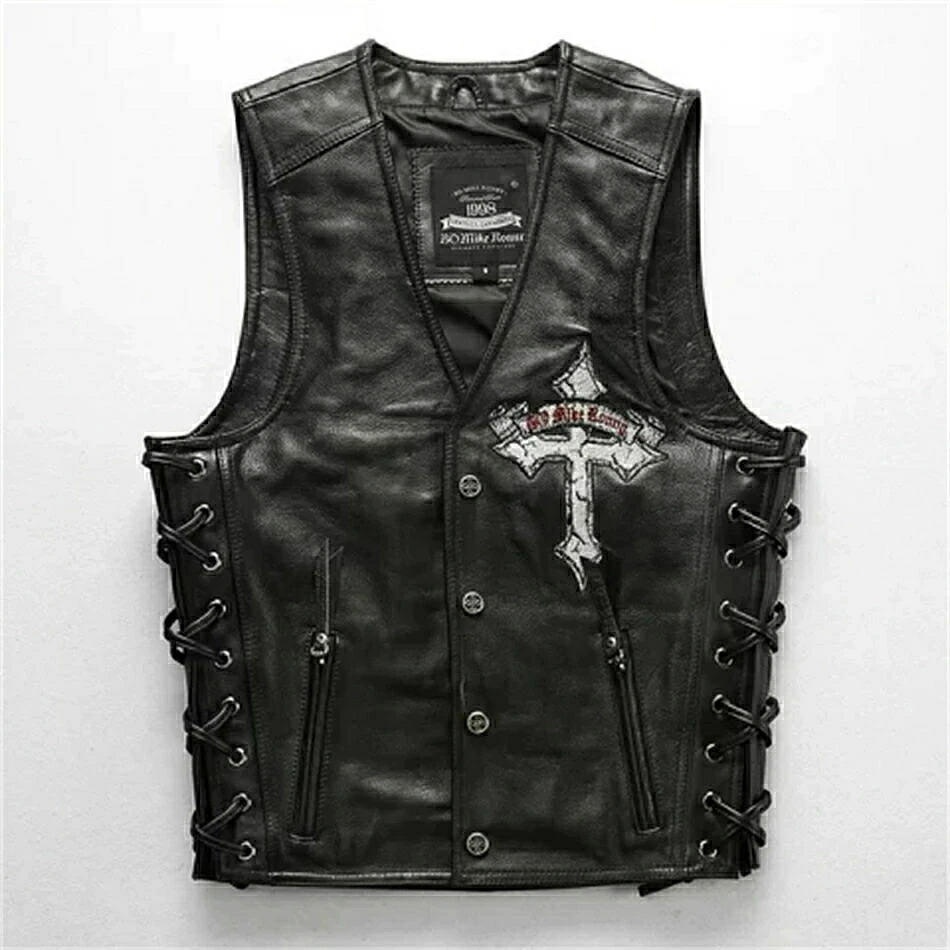 楽天市場】ライダースベスト 本革 牛革 UKタイプ レザーベスト 赤