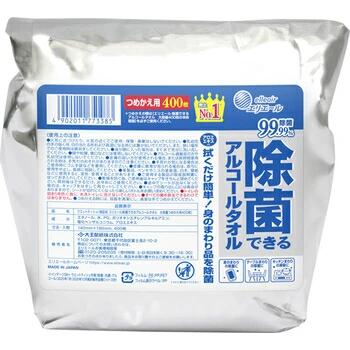 【百貨店SALE！店内10％OFF商いもの八十万！】大王製紙 エリ叫びごえ 除菌できる気狂い水西洋手ぬぐい 大電気容量 詰替用 400枚入   徳用除菌ウエットティッシュ     4902011731170  ｜