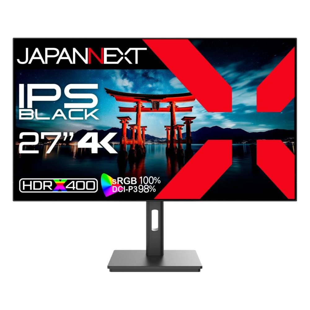 ジャパンネクスト [JN-272IPSB4FLUHDR] 27インチ ワイド 4K液晶ディスプレイ(3840x2160/IPS BLACK/DPx1/HDMIx2/PIP･PBP/スピーカー/チルト/非光沢/2年保証)