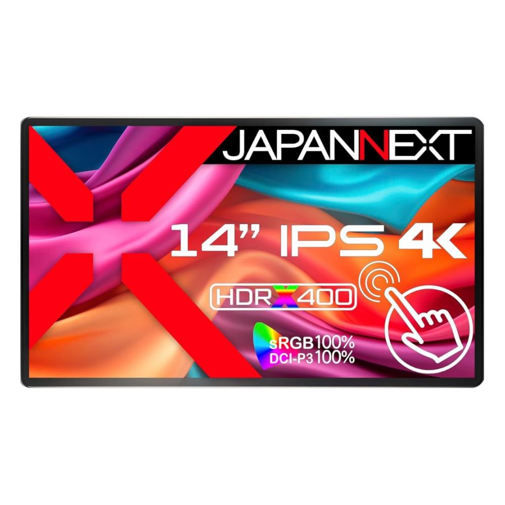 ジャパンネクスト [JN-MD-IPS140UHDR-T] 14in 4K広広とした タッチパネルモバイルディスプレイ(3840x2160/IPS/miniHDMI/TypeCx2/金棒引き/光輝/2年言いはなつ)