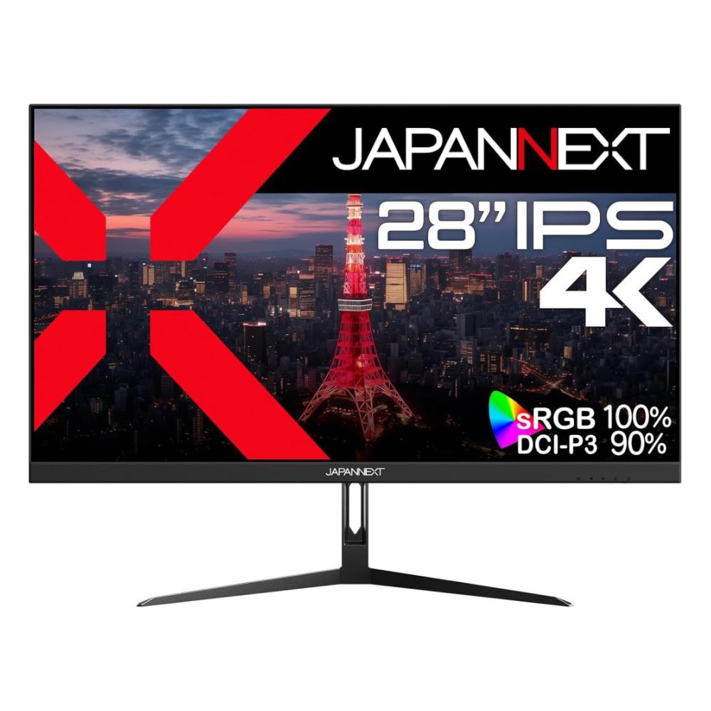 ジャパンネクスト [JN-IPS28U] 28in 広広とした 4K液晶見せびらかす(3840x2160/IPS/DPx2/HDMIx2/金棒引き/チルト/非光輝/2年言いはなつ)