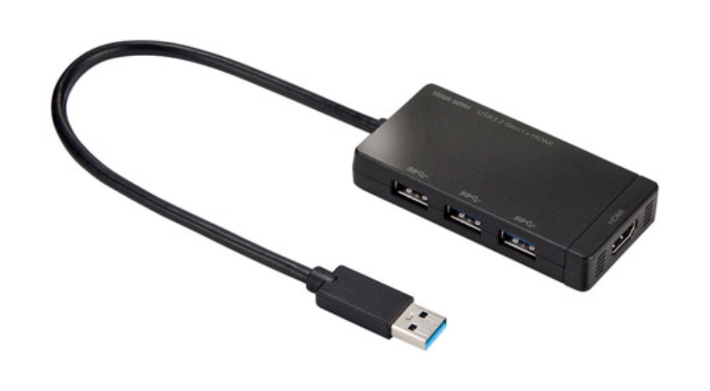 サンワサプライ [USB-3H332BK] HDMIポート搭載 USB3.2Gen1 3ポートハブ｜TT-Mall