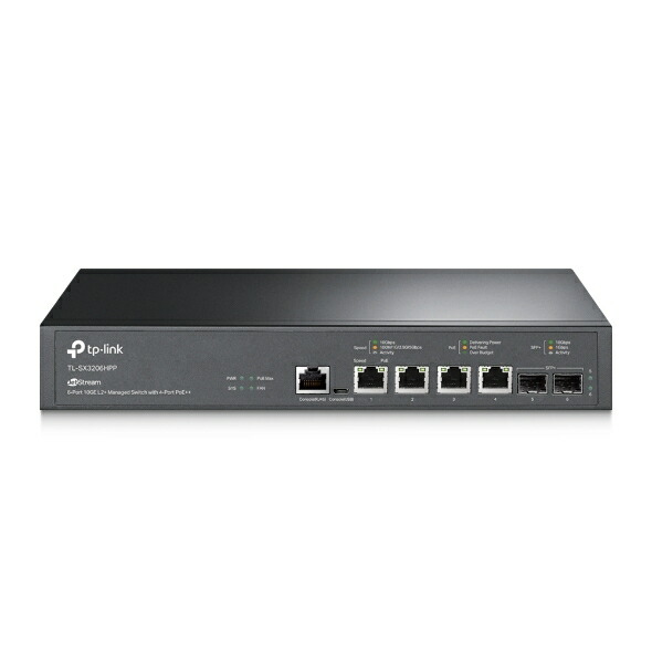 TP-Link [TL-SX3206HPP(UN)] JetStream 4界面 10GE L2+マネージスイッチ(4 PoE++界面積み上げる)/2拡張スロット 10G SFP+