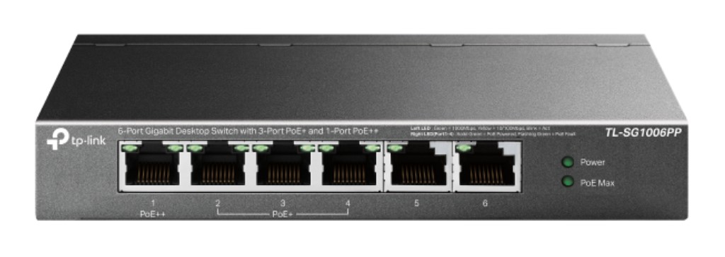 TP-Link [TL-SG1006PP] 6ポートギガビットデスクトップスイッチ(PoE+3ポート & PoE++1ポート搭載)｜TT-Mall