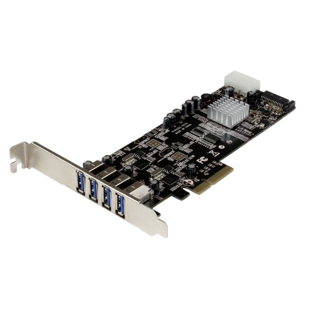 StarTech.com [PEXUSB3S42V] SuperSpeed USB 3.0 4ポート増設PCI Express/ PCIe x4 インターフェースカード 2個の専用5Gbpsチャネル UASP対応 SATA(15ピン) / ペリフェラル(4ピン) 電源端子付き｜TT-Mall