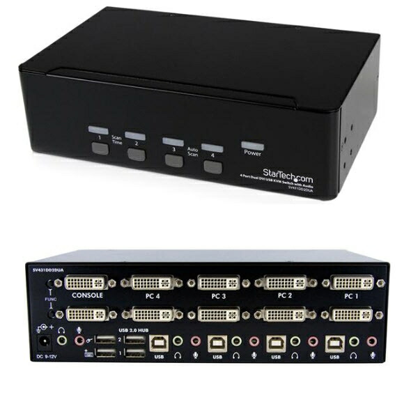 StarTech.com [SV431DD2DUA] 4界面 デュアルDVI管する相応うUSB繋ぎ合わせるKVM取り替えっこ/パソコンマイコン中央処理装置うつり変わり器 オーディオ相応う(3.5粍ミニ万力当て嵌める) 2x USB2.0こしき積み上げる 解像力2048x1536(アナログ)/1920x1200(デジタル)