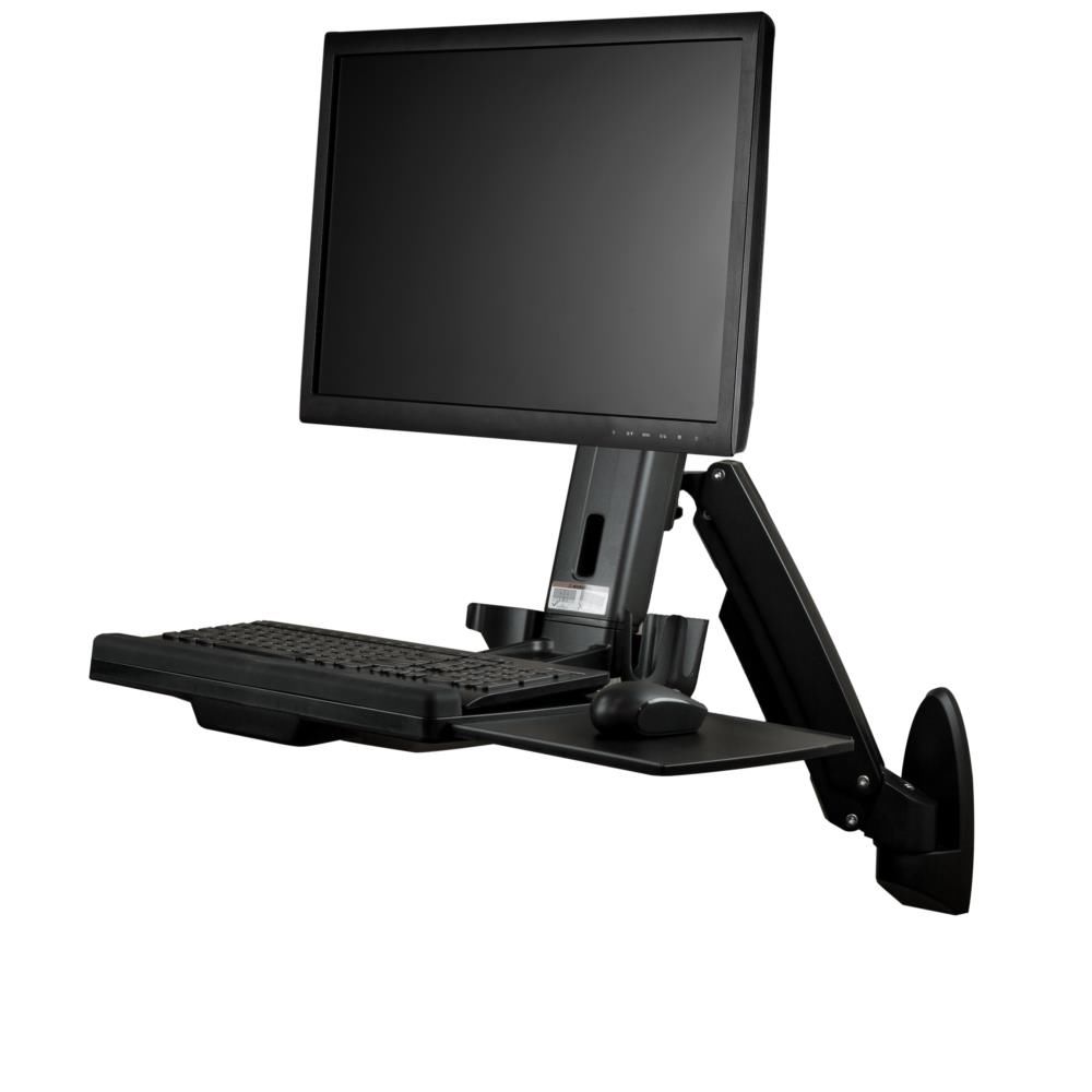 StarTech.com [WALLSTS1] ウォールマウント型昇降デスク 1面モニターアーム キーボード/マウス台付き 座位･立位対応シングルディスプレイアーム｜TT-Mall