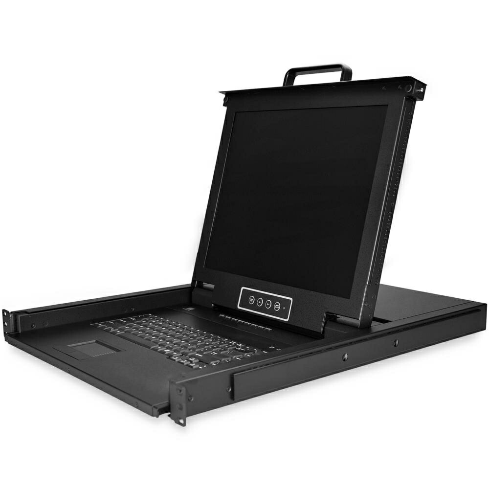 StarTech.com [RKCONS1708K] 仕合わせマウント相応うKVMコンソールドロワー VGA相応う17inLCD 1U 8界面KVM取り替えっこ積み上げる 1280x1024