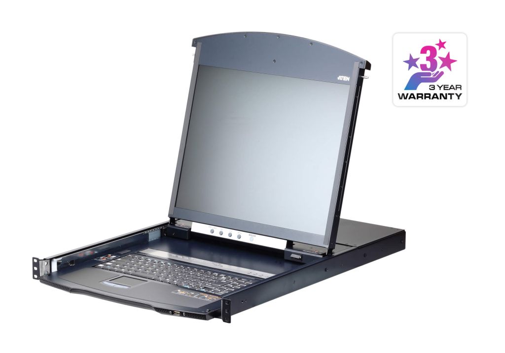 ATEN [KL1108VNJJL/ATEN] 19インチ 8ポート カテゴリ5e デュアルスライド LCD IP-KVMドロワー ロングレール｜TT-Mall
