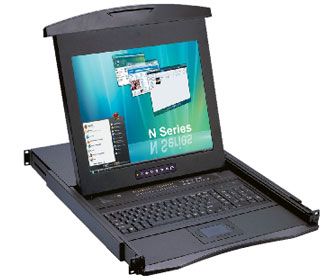 オースティンヒューズ [N119-UIP1602E] 1U 19インチ TFTモニタ/テンキー付キーボード/タッチパッド/ドロアー +16 ポートKVMスイッチ｜TT-Mall