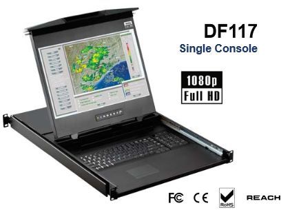 オースティン電気ヒューズ [DF117-IP802E] 1U 17in広広とした デュアル横すべり8界面IP-KVMドロアー