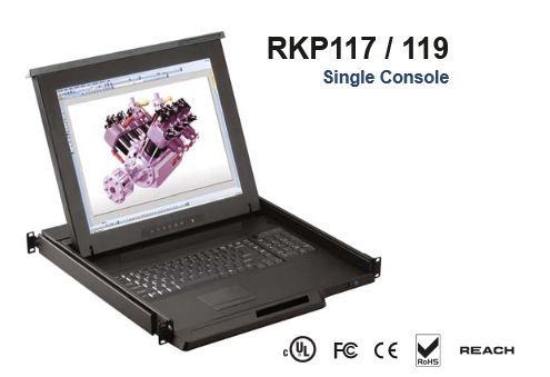 オースティンヒューズ [RKP119-MU1602E] 1U 19インチLCDモニター キーボード ドロアー タッチパッドマウス 16ポート Cat6 Matrix-KVMスイッチ 2コンソール｜TT-Mall