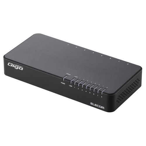 エレコム [EHC-G08PN2-JB] Giga対応スイッチングHub/8ポート/プラスチック筐体/磁石付き/電源内蔵モデル/ブラック｜TT-Mall