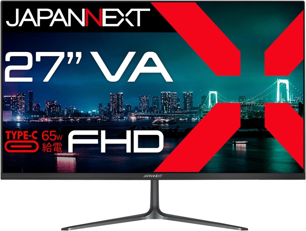 ジャパンネクスト [JN-V27FHD-C65W] 27in液晶見せびらかす(1920x1080/VA/HDMI/Type-C65W給電/金棒引き/チルト/非光輝/2年引き請ける)