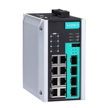 MOXA [EDS-G512E-8POE-4GSFP-T] 12ポートフルギガビットPoE+マネージドイーサネットスイッチ Tひな型