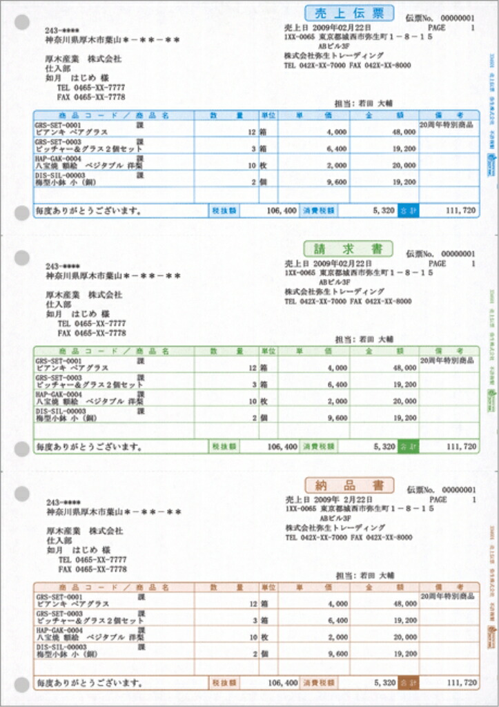 弥生 [334601] 334601 売り上げ高勘定書き