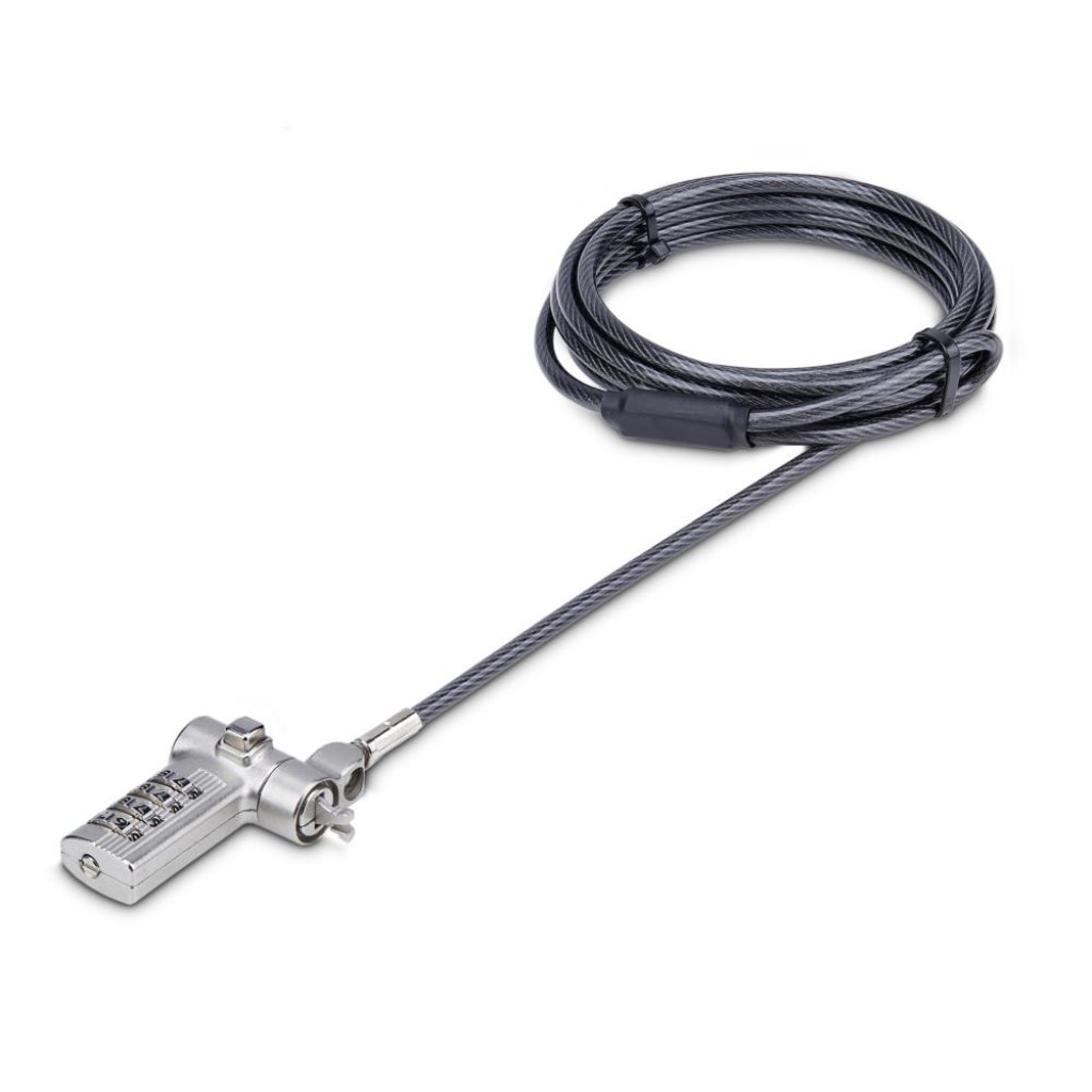 StarTech.com [UNIVCS25-LAPTOP-LOCK] セキュリティーワイヤーロック/2m/4桁ダイヤル錠/25個セット/標準、Noble Wedge、Nano Saverスロット対応/盗難対策 PC パソコンロック ケーブル コンビネーション錠｜TT-Mall
