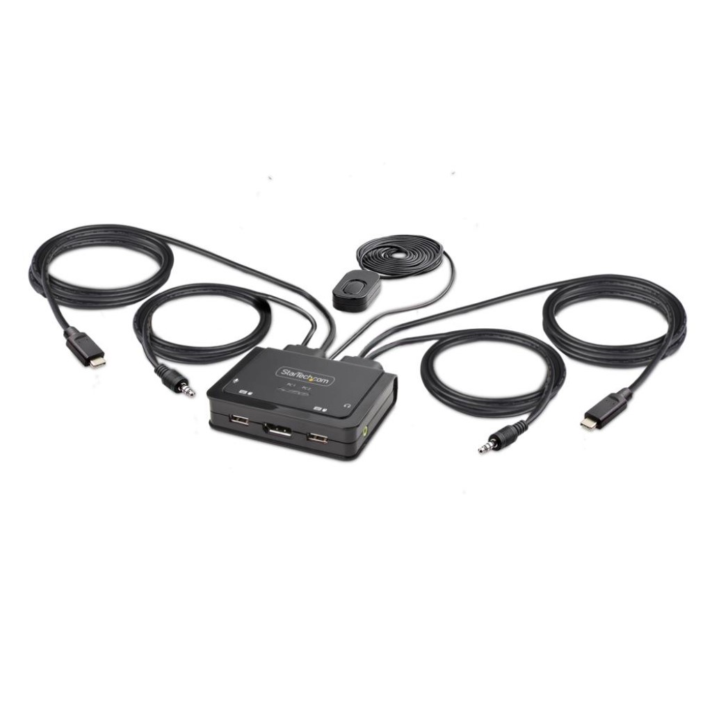 StarTech.com [C2-D46-UC2-CBL-KVM] KVM取り替えっこ/2界面/シングル管する/4K60サイクル DisplayPort/USB-C繋ぎ合わせる(DP Alt流行り物)/有線テレビ一体型/二階建てバス力強さ/手元取り替えっこ 熱っぽい足懸かり切換/パソコン マイコン 中央処理装置うつり変わり器(2台用)/有線テレビ手合い
