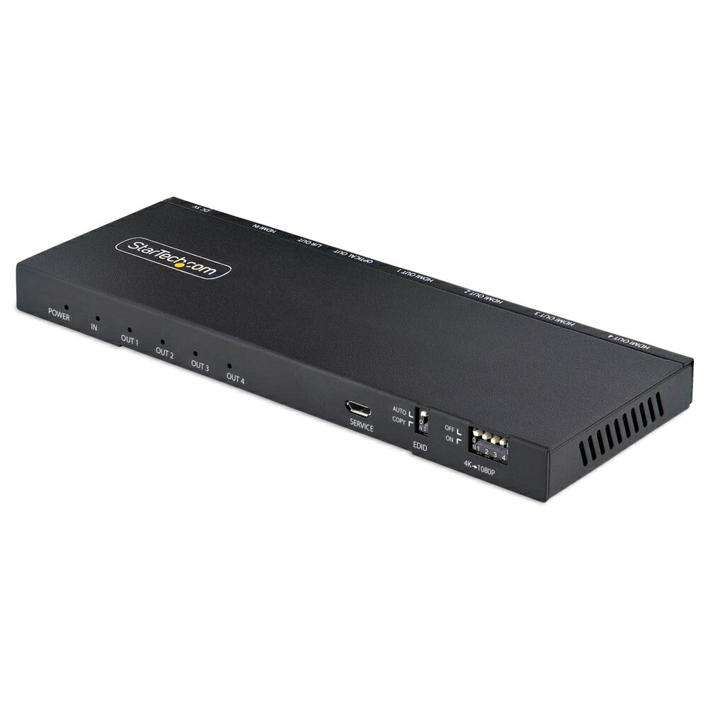 StarTech.com [HDMI-SPLITTER-44K60S] ビデオスプリッター/4K60Hz HDMI 2.0/1入力4出力/スケーラー内蔵/3.5mm & 光オーディオ/4画面同時出力/マルチディスプレイ対応HDMI分配器/HDMI分岐器｜TT-Mall