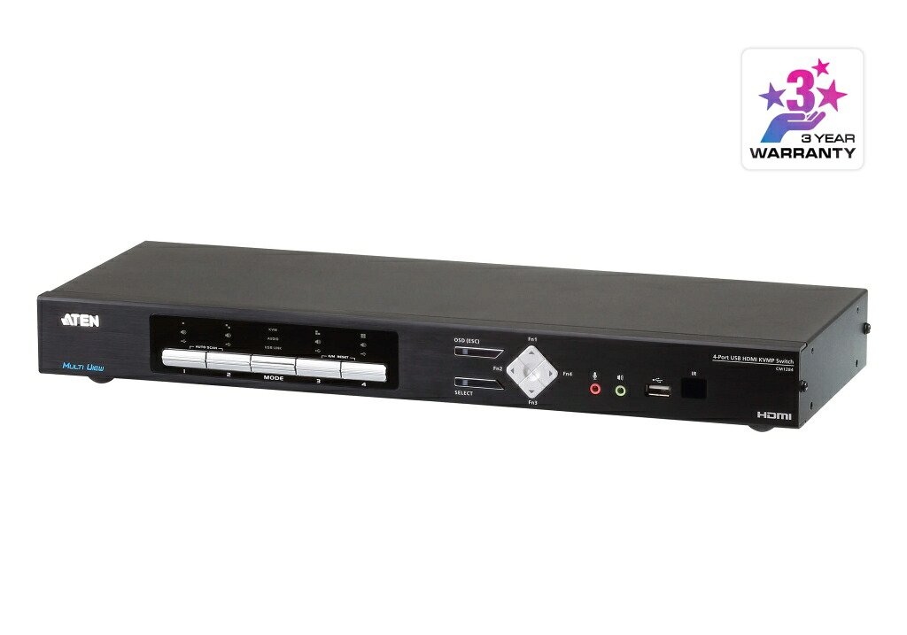 ATEN [CM1284/ATEN] USBハブ搭載 4ポート USB HDMI マルチビューKVMPスイッチ｜TT-Mall