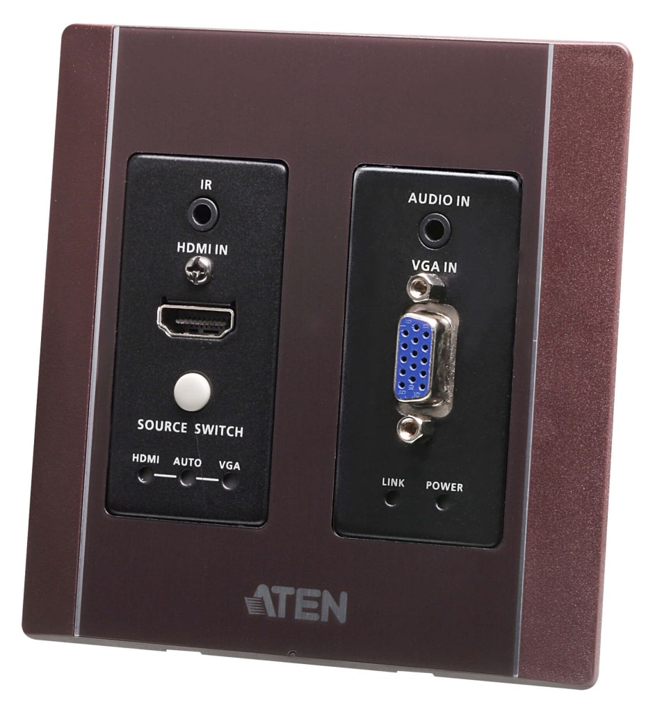 ATEN [VE2812AUST2/ATEN] HDMI \u0026 VGA HDBaseTトランスミッター(USウォールお皿、POH印字機、赤銅色)