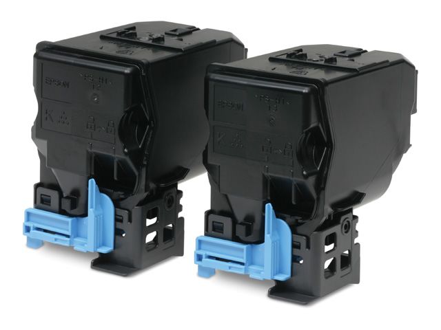 エプソン [LPC4T11KP] LP-S950用 トナーカートリッジ 黒いこと2本容器に並べる(7、300ペイジx2)