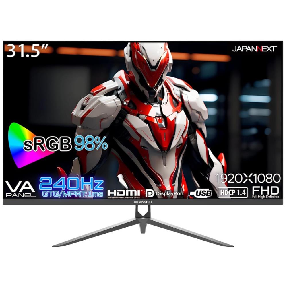 ジャパンネクスト [JN-V315G240FHDR] 31.5in ワイドゲーミングモニター(1920x1080/VA/DP/HDMIx2/チルト/非光輝/2年引き受ける)