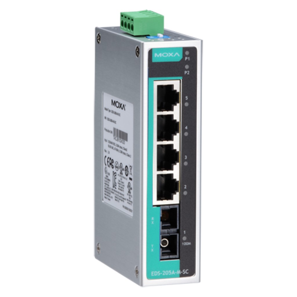 MOXA [EDS-205A-M-SC] 5ポート(4xRJ45 1xマルチSC)アンマネージドスイッチ｜TT-Mall