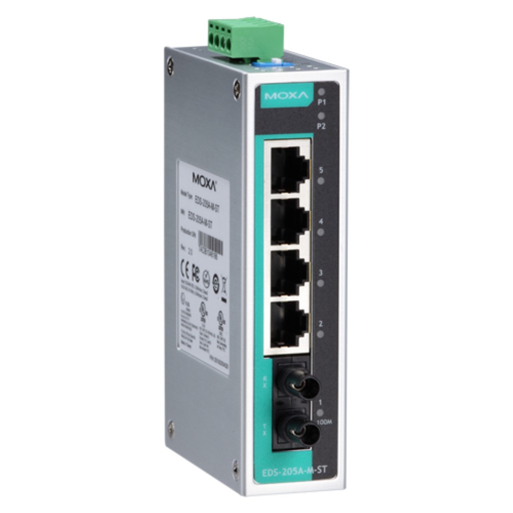 MOXA [EDS-205A-M-ST] 5ポート(4xRJ45 1xマルチST)アンマネージドスイッチ｜TT-Mall