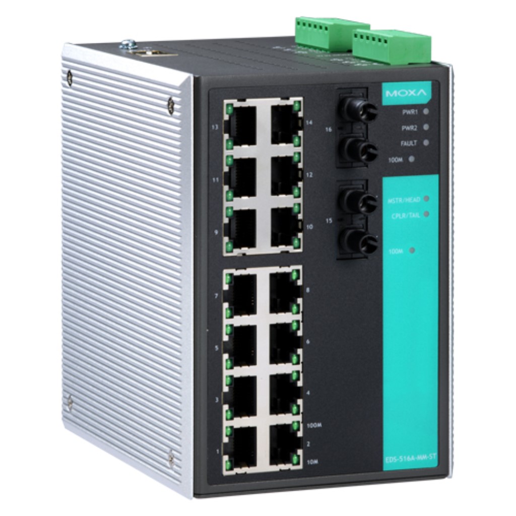 MOXA [EDS-516A-MM-ST-T] 16界面(14xRJ45 2xマルチST)マネージドスイッチ T模範例